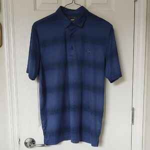 Greg Norman Collection Blue Polo Shirt with Subtle Stripes